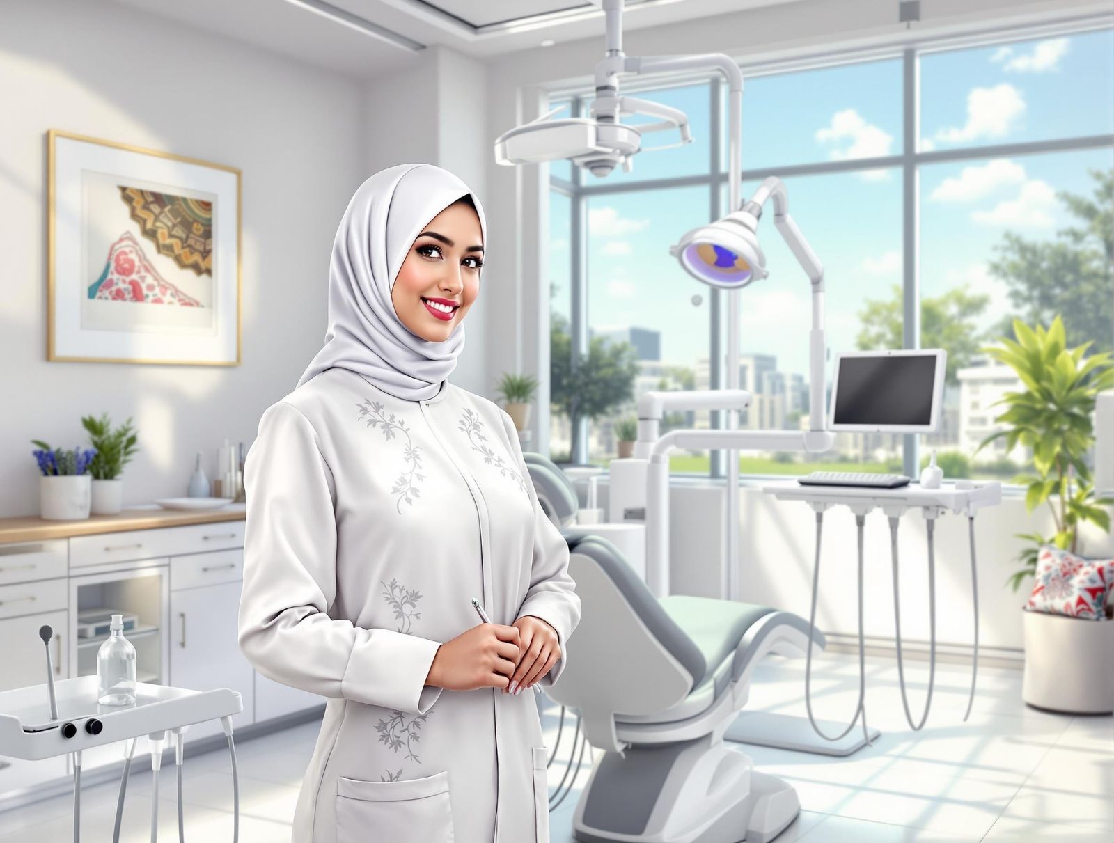Modern Palestinian Dentist in a Bright Clinic