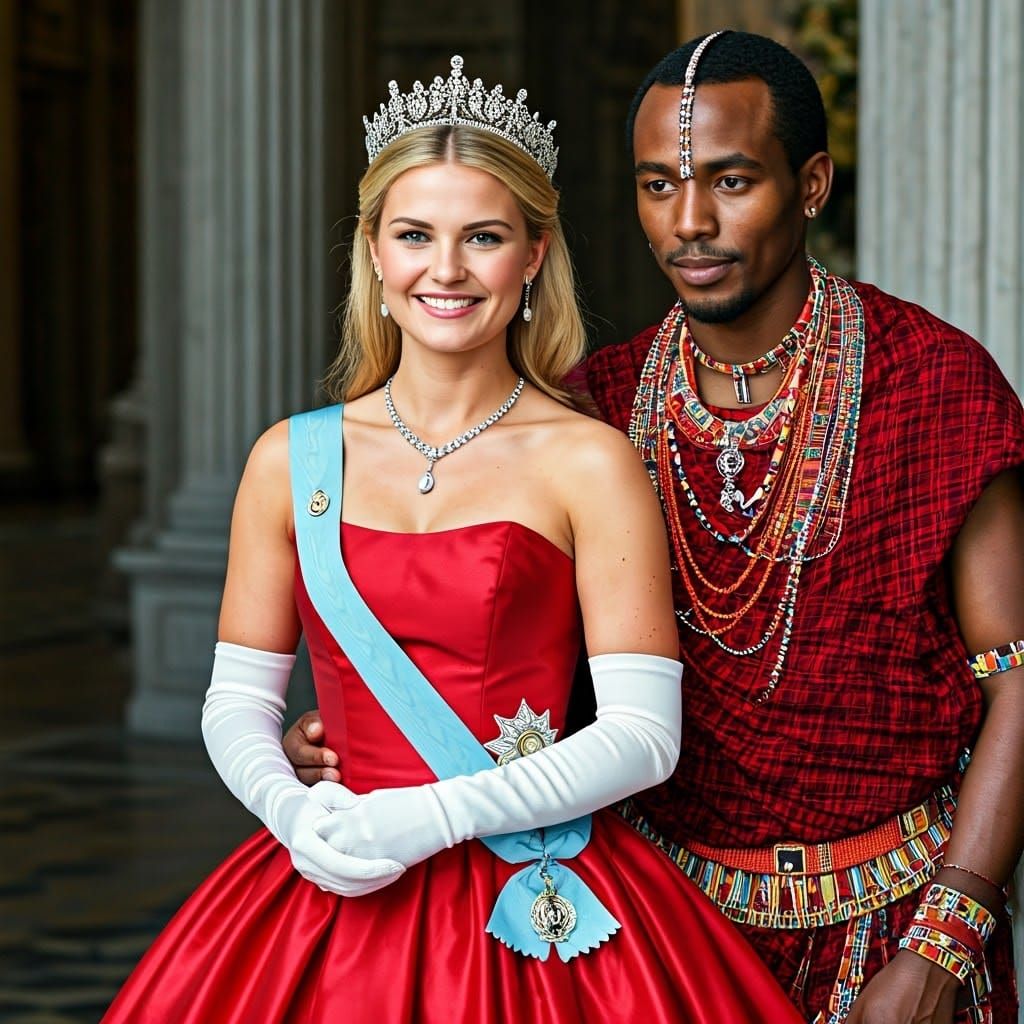 Princess and Maasai Warrior: A Modern Royal Portrait