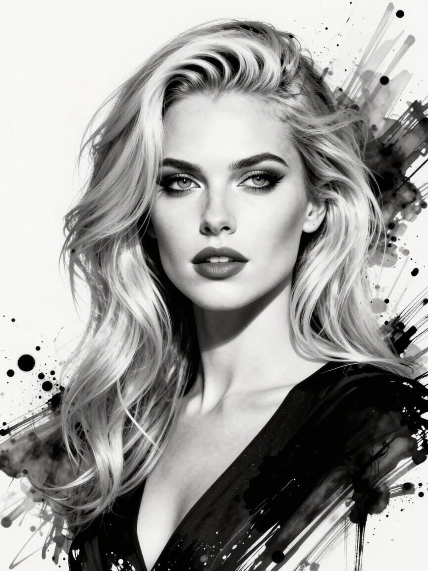 Surreal Blonde Emma Frost Portrait in Retro Futuristic Style