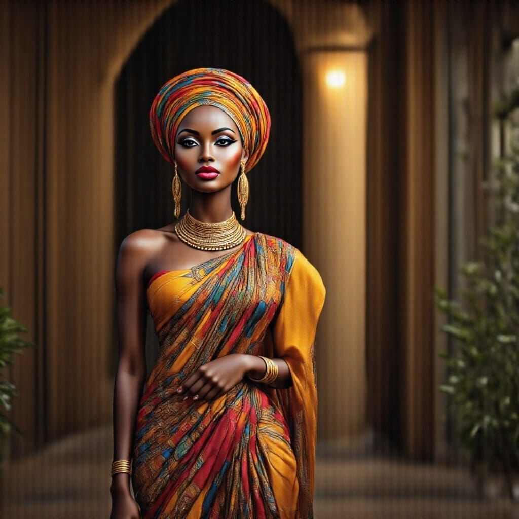 African Woman Portrait in Dynamic Lighting