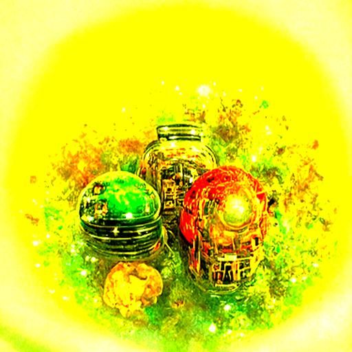 Atomic Elements in Jars, Cyberpunk Sci-Fi Art