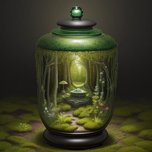 Intricate Pre-Raphaelite Urn Reflects Idyllic Landscape
