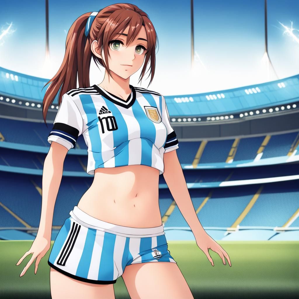 Anime Girl in Argentina Jersey at Stadium
