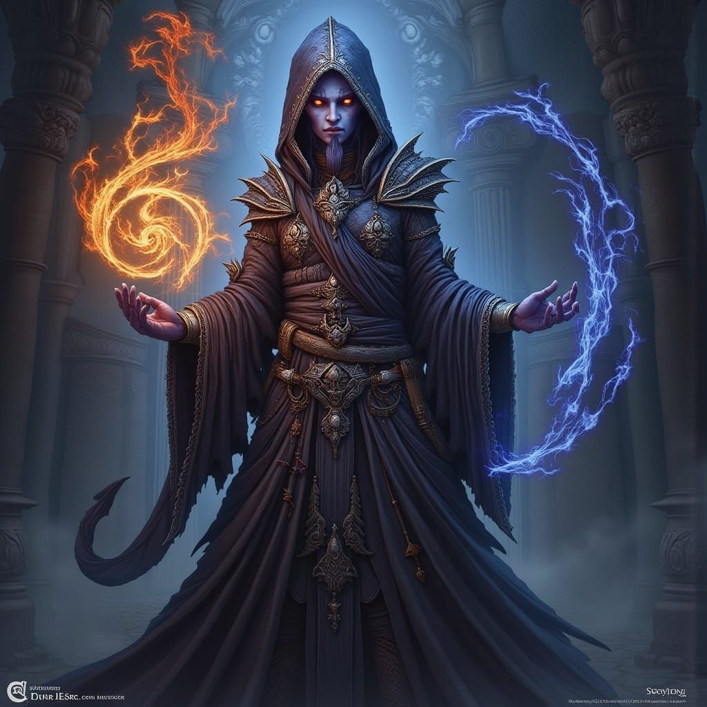 Dark Elf Archmage Unleashes Arcane Fury