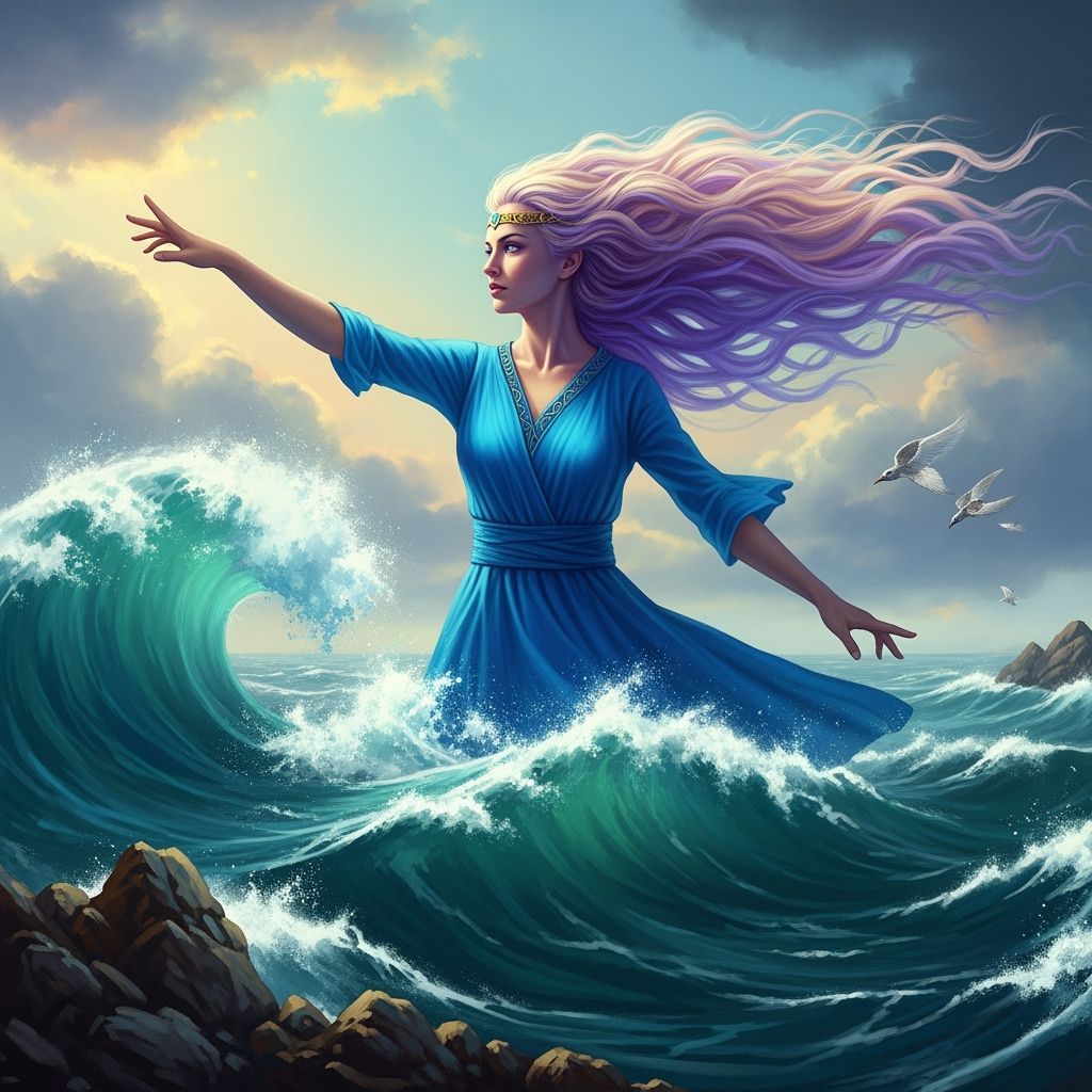 Goddess of Wind and Sea in Detailed Matte Painting Style