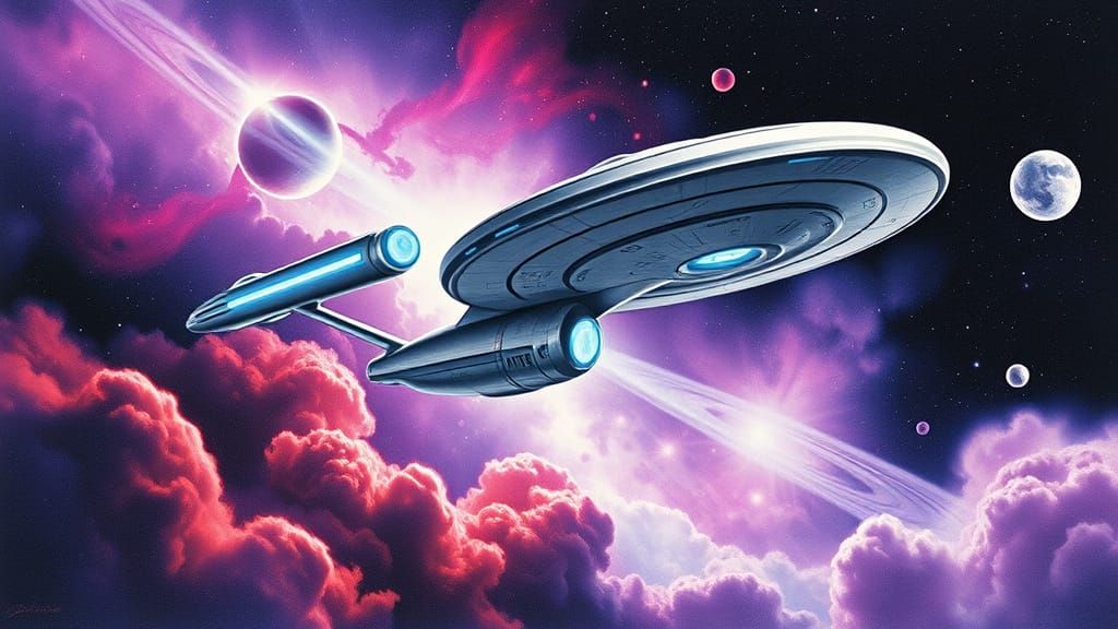 Starship Enterprise in Nebula: Silverpoint Illustration