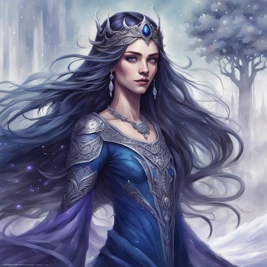 Elegant Elf Maiden with Flowing Hair