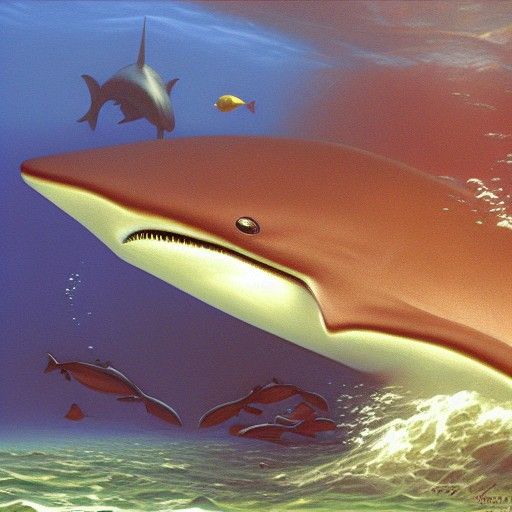 Underwater Flying Saucer in Oil Painting Style