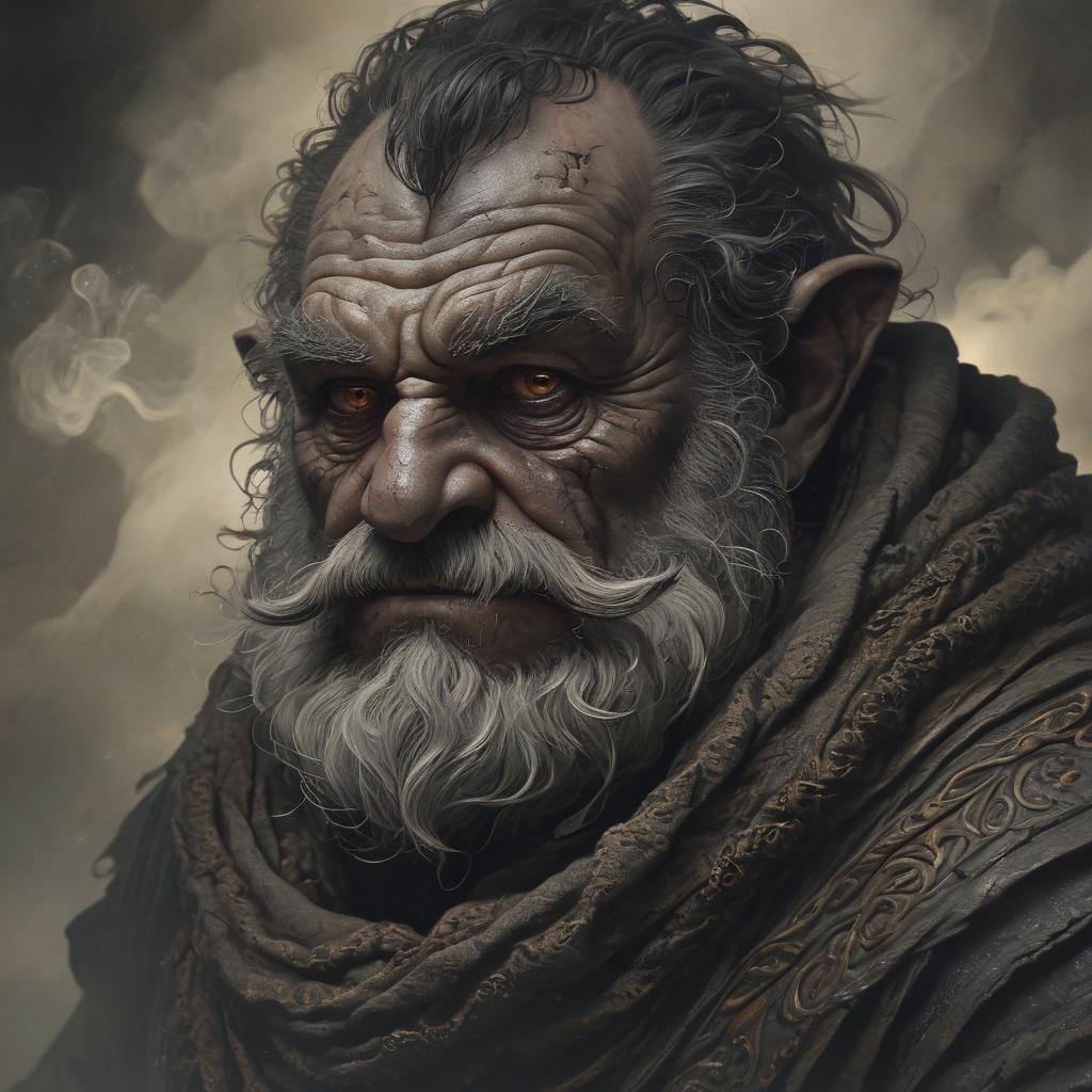 Dwarf Evoker Portrait in Dark Fantasy Style
