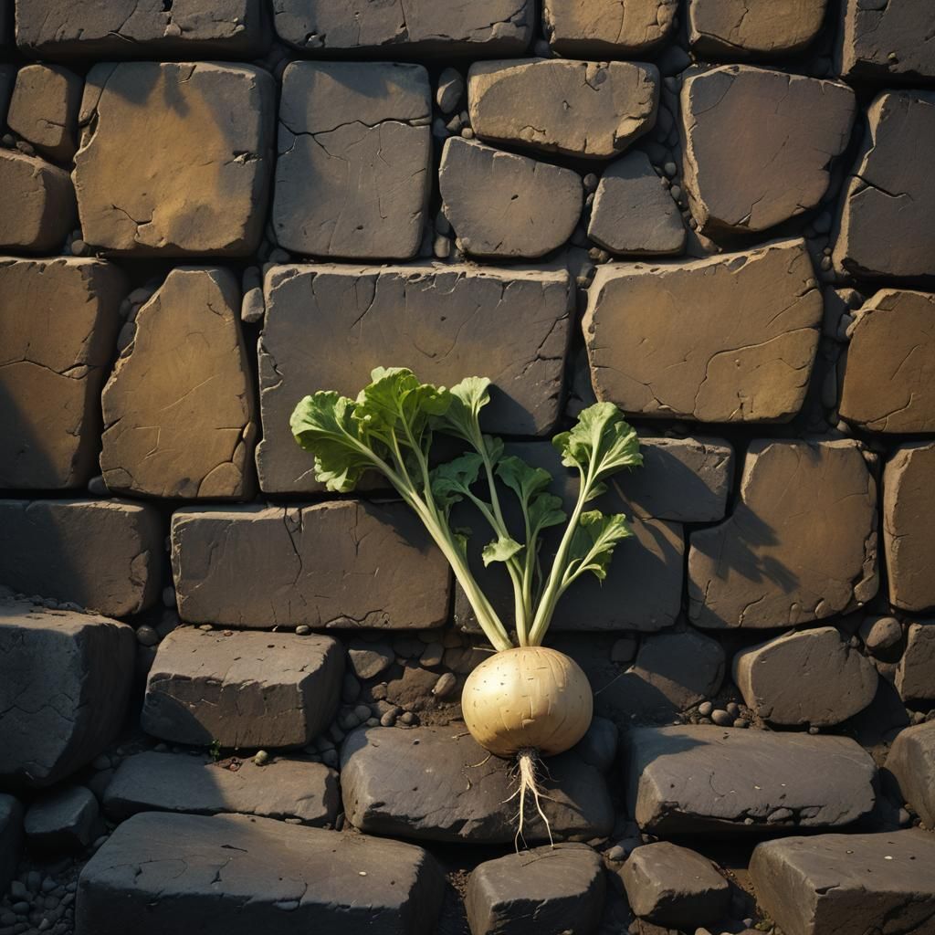 Dramatic Turnip on Ancient Wall: Digital Matte Painting