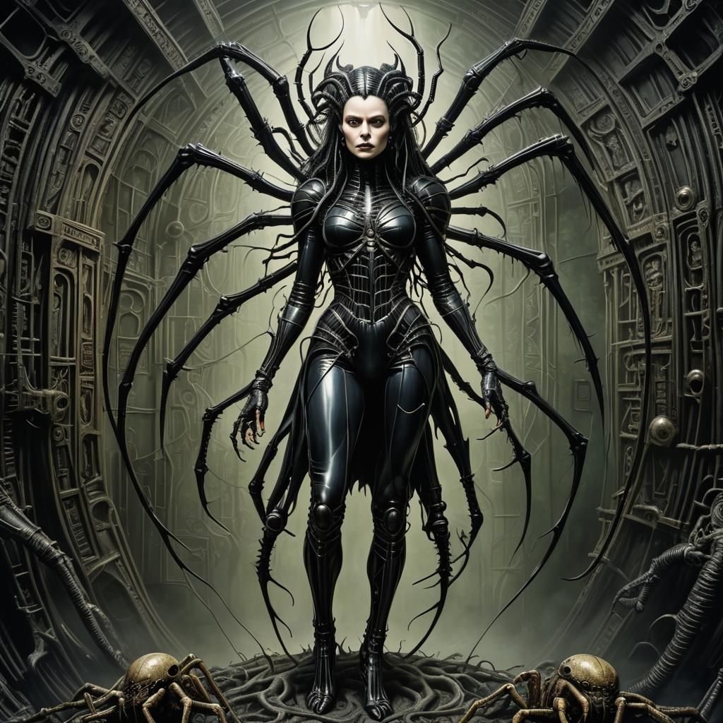 Spider Goddess in Gothic Horror Style