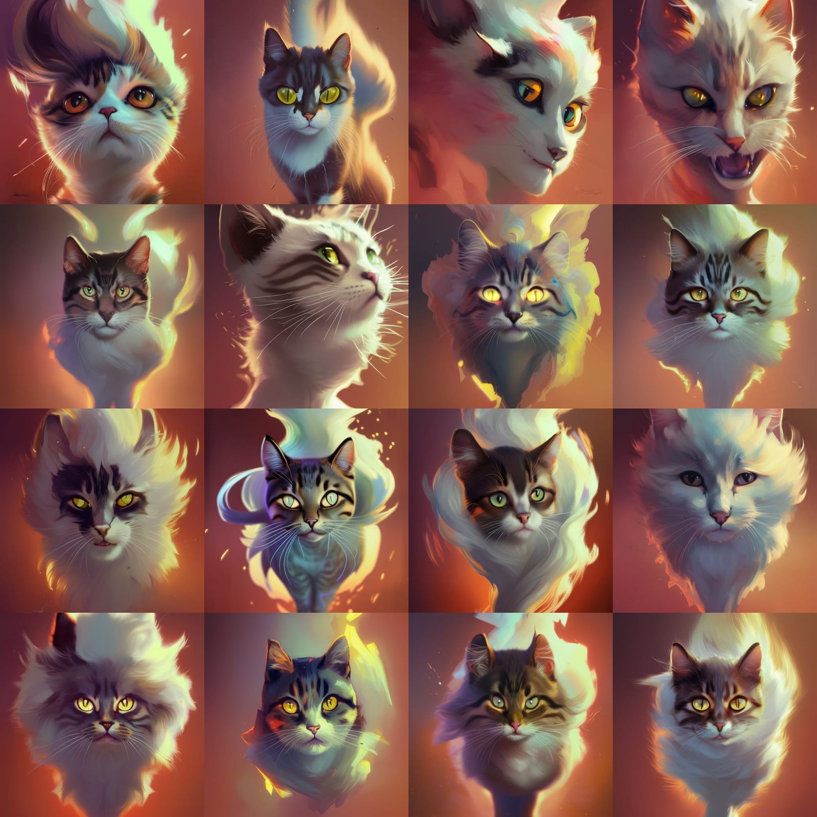 Exploding Kitty Cat Portrait in Hyperdetailed Style