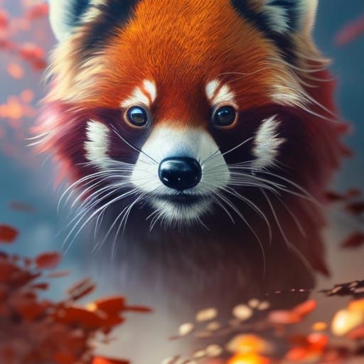 close-up of an adorable red panda
