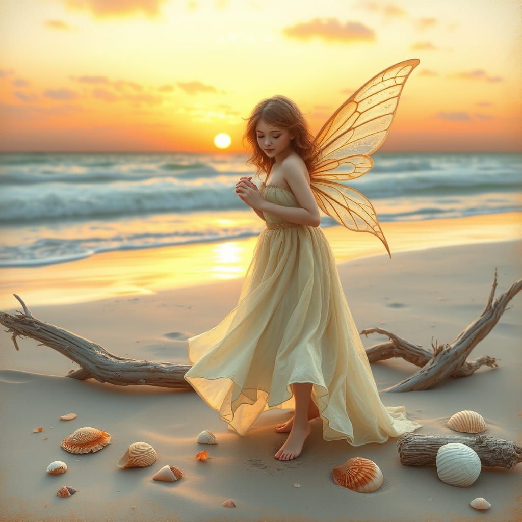 Ethereal Beach Fairy in Whimsical Style