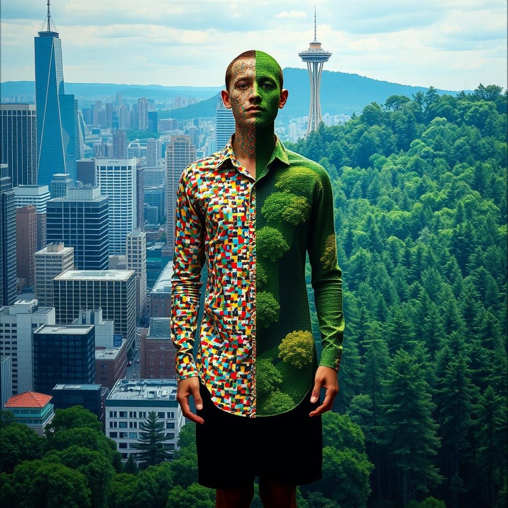 Duality: Mosaic City and Forest Person