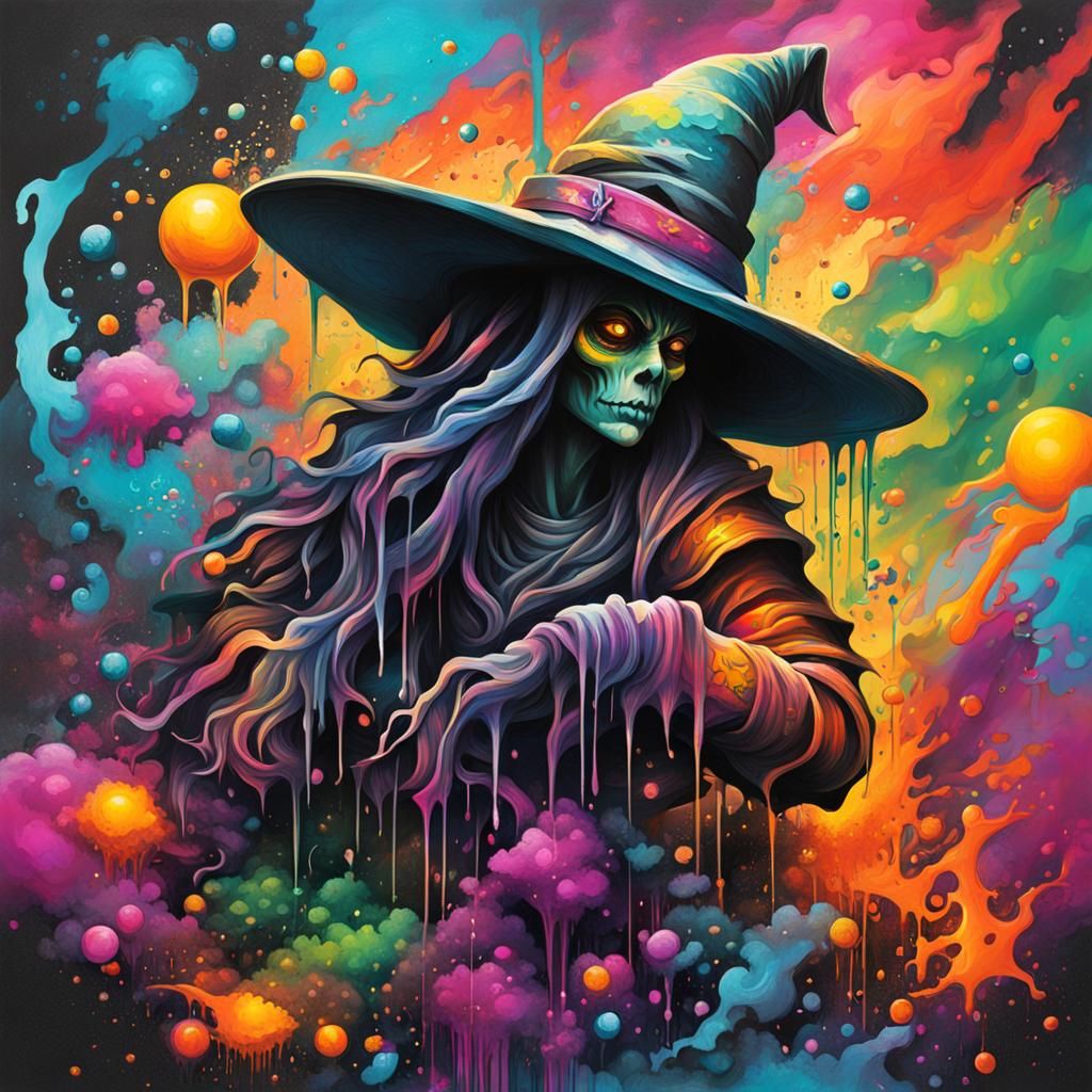 Colorful Witchcraft Graffiti Art in Street Style