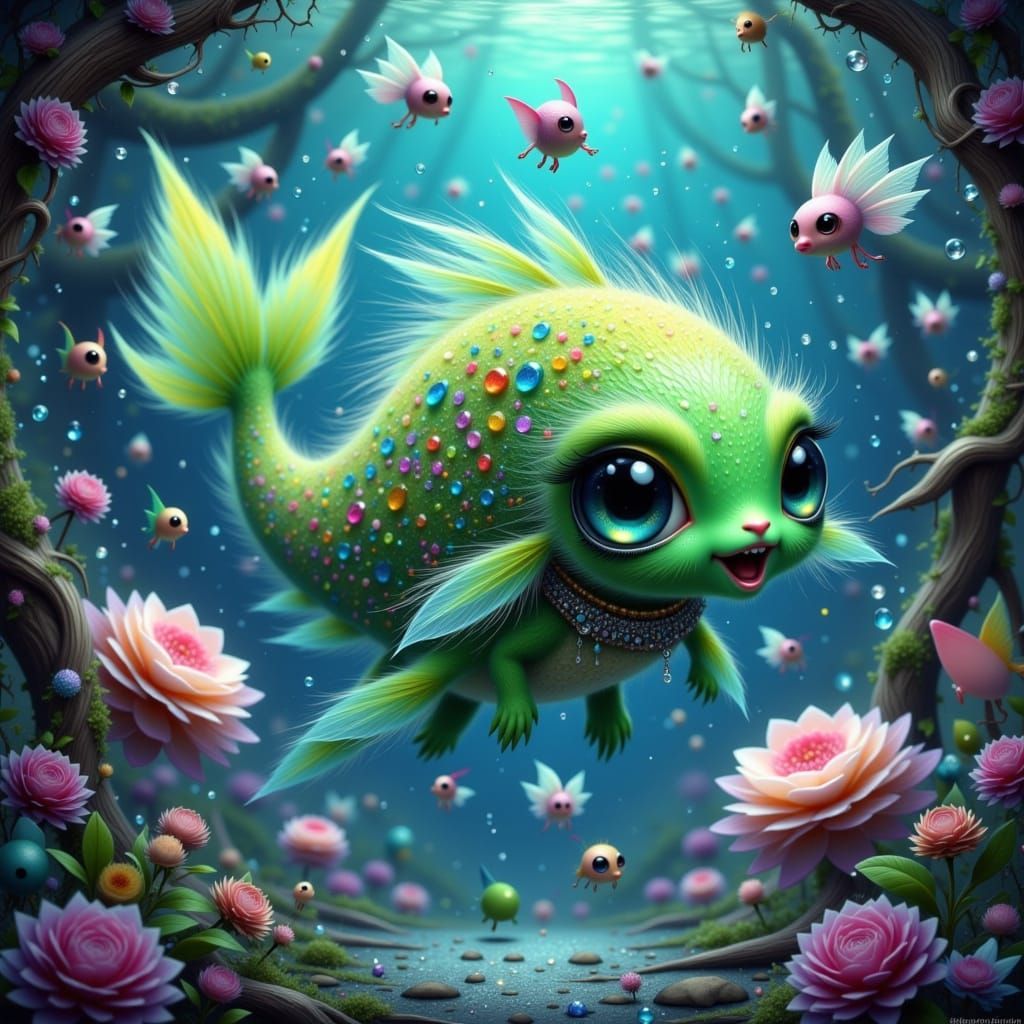 Furry Fish in Murakami-esque Alien Aquarium