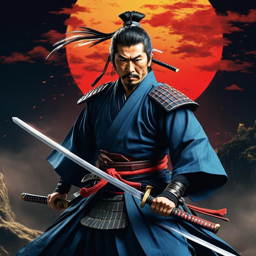 Miyamoto Musashi: Surreal Swordsman in Digital Art