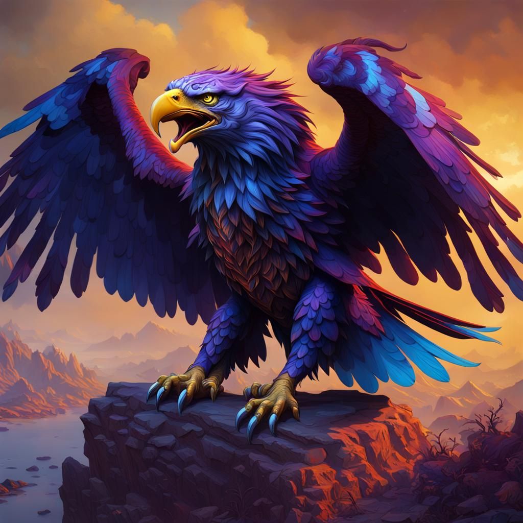 Mythical Tiger Eagle Hybrid in Dark Fantasy Style