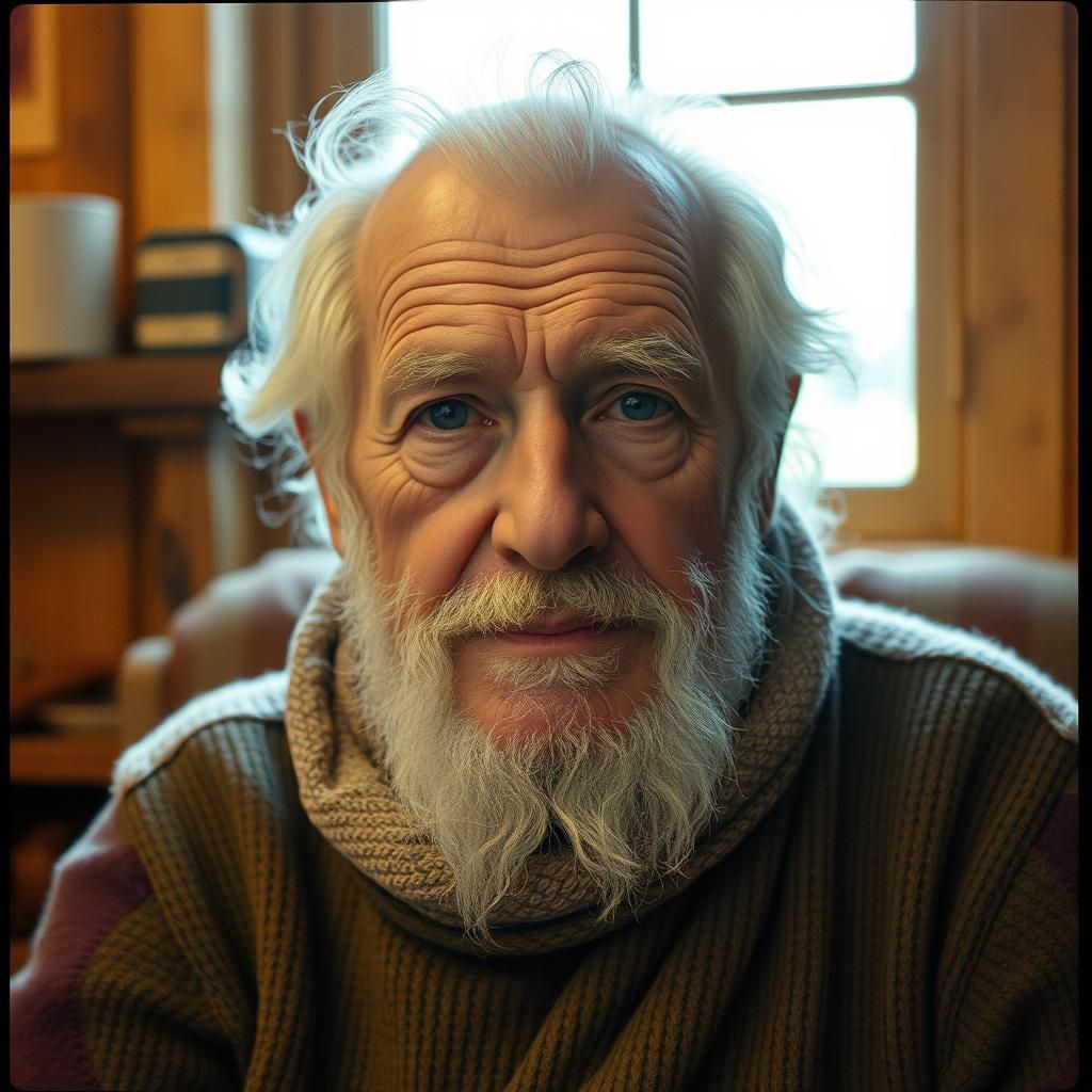 Cinematic Nordic Elder in Rustic Setting