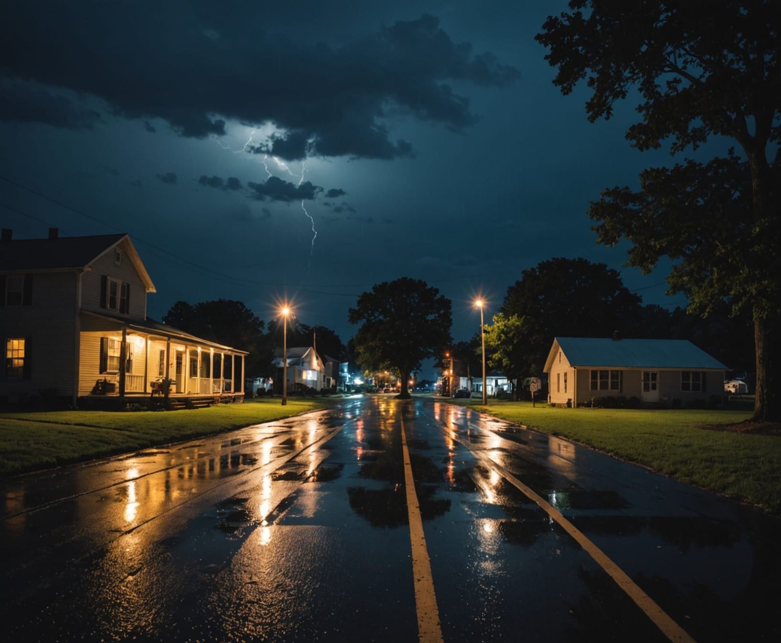 Southern USA Countryside at Night, Under Dramatic Lighting
