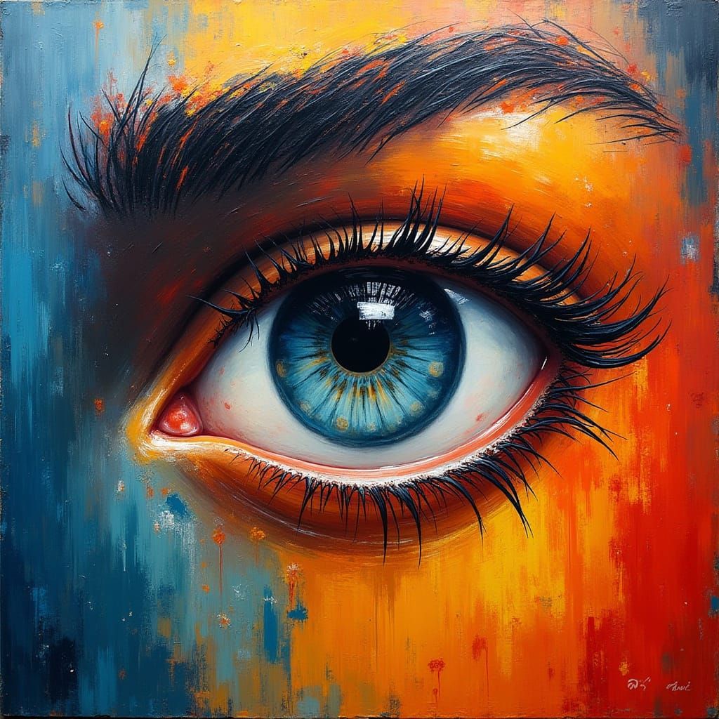 Abstract Eye with Expressive Swirls and Bold Brushstrokes