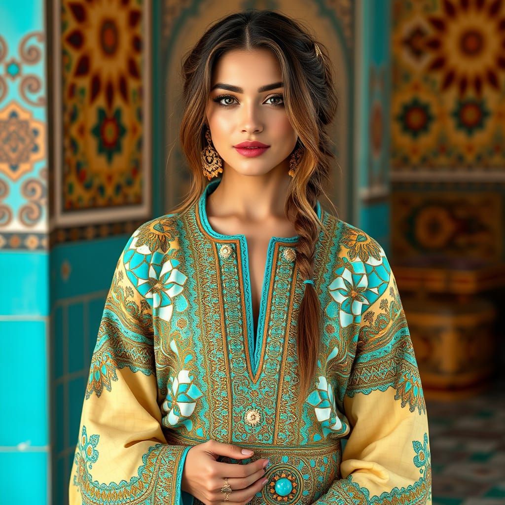 Woman in Turkish Mosaic Clothing