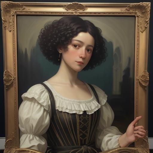Girl Steps Out of Painting in Baroque Style