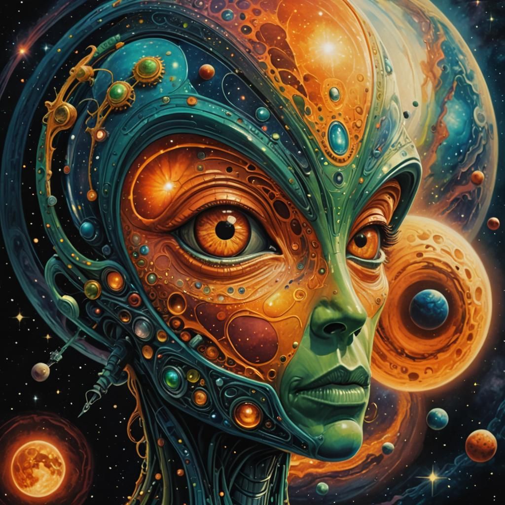 Surreal Alien Craft over Earth in Burton Style