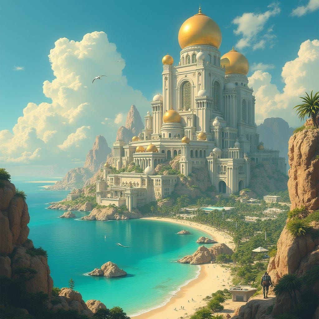 Futuristic Greek Metropolis on Turquoise Shores