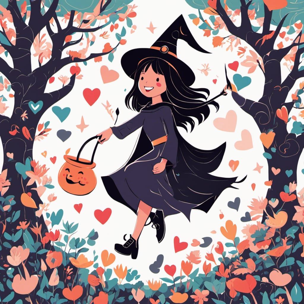 Magical Witch Casting Spell on Enchanted Tree