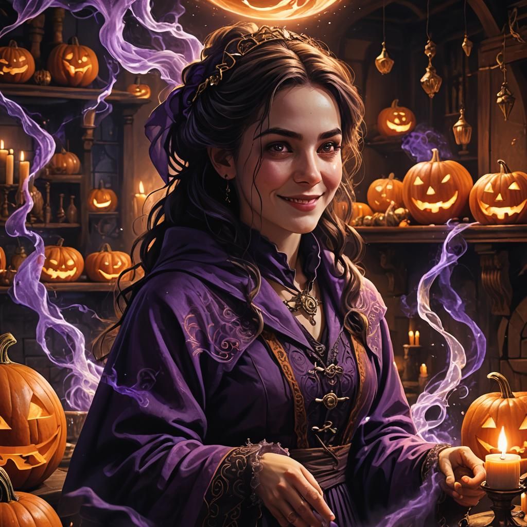 Victorian Gothic Wizard Amidst Halloween Magic