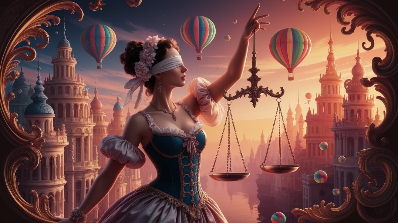 Woman with Scales in Ornate Cityscape Digital Art