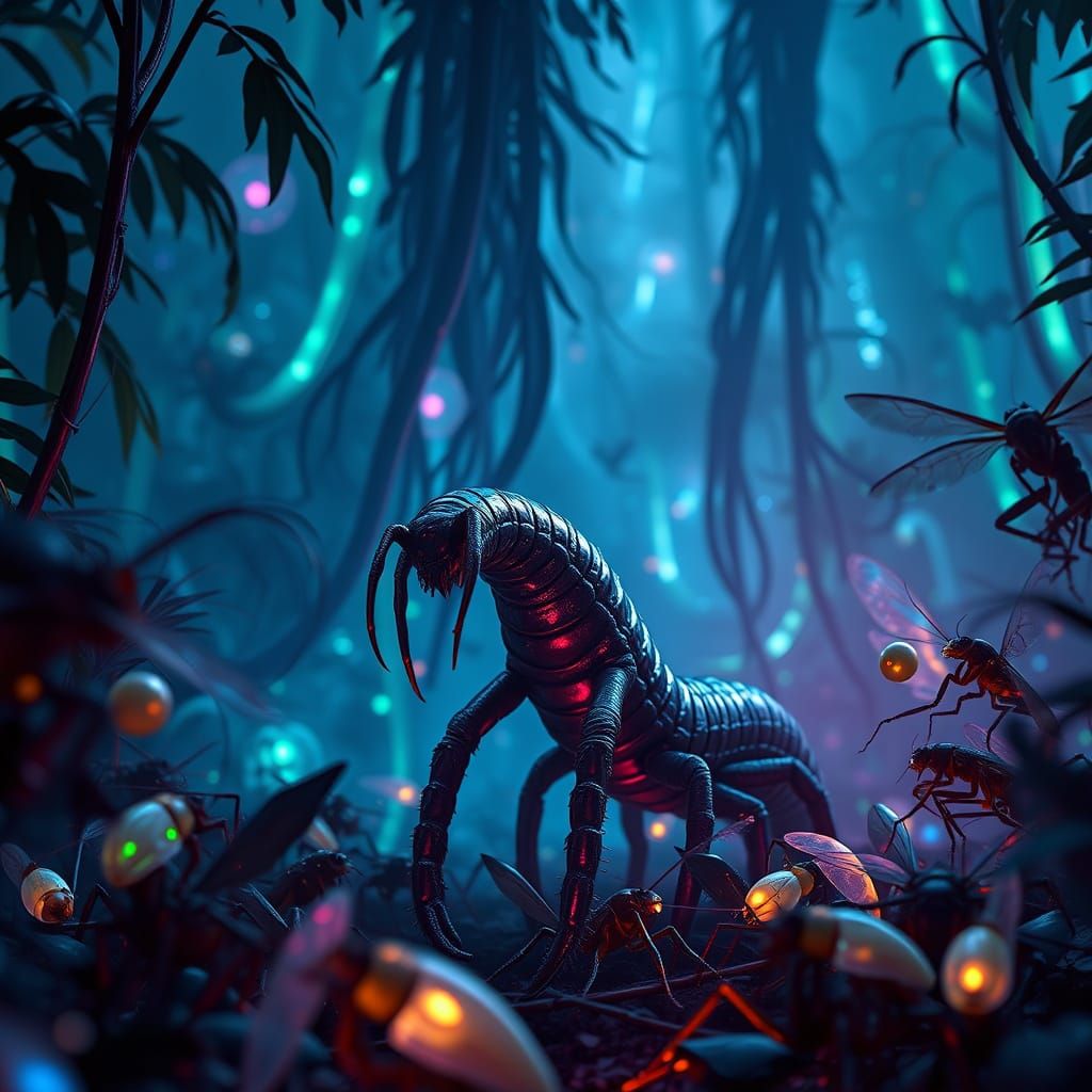 Sentient Centipede Lifeform in Alien Jungle