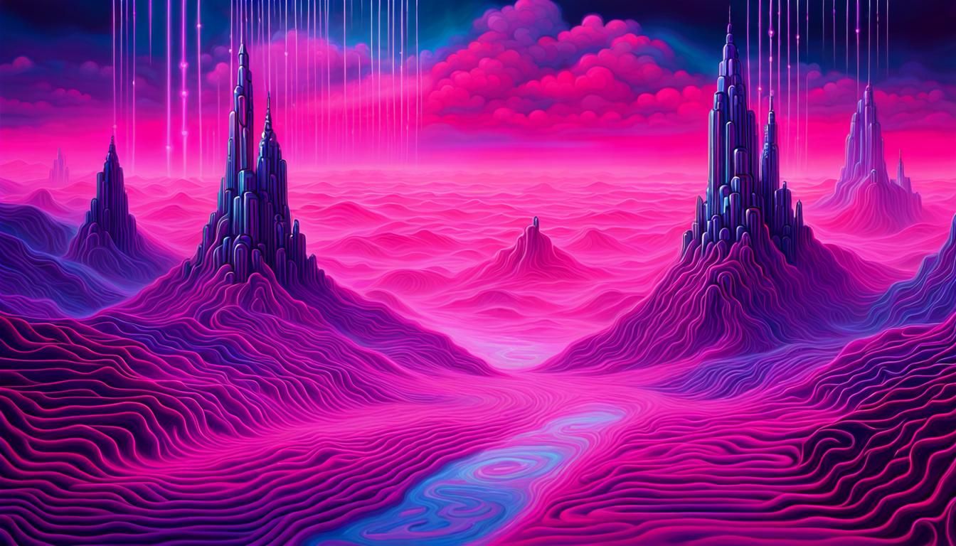 Ethereal Neon Cybernetic Dreamscape in Digital Art