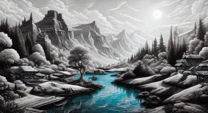 Monochrome Desert Creek with a Splash of Color