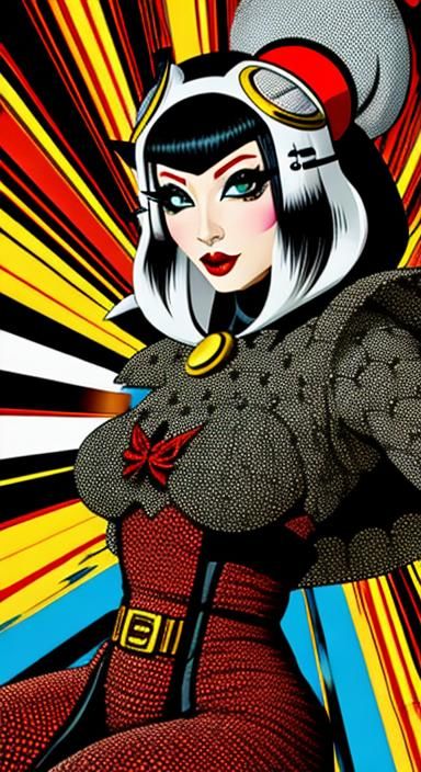 Tapir Geisha Pirate in Lichtenstein Style Alien Landscape