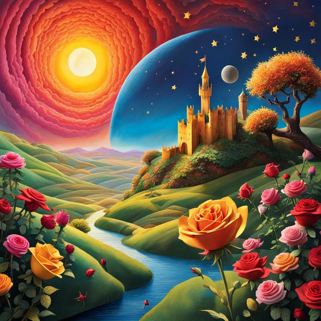 Little Prince Pop-Up Book Sunset, Hyperrealistic 3D Art