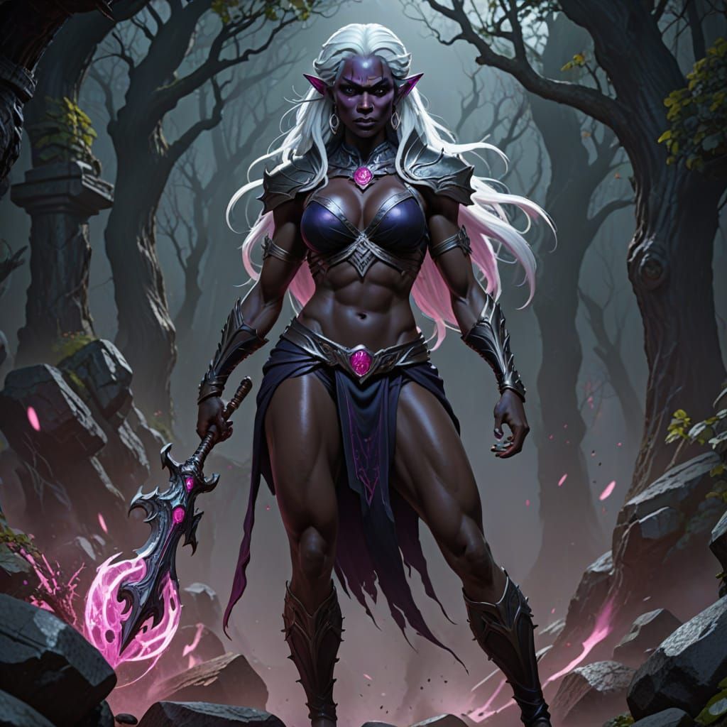Dark Fantasy Drow Warrior Concept Art