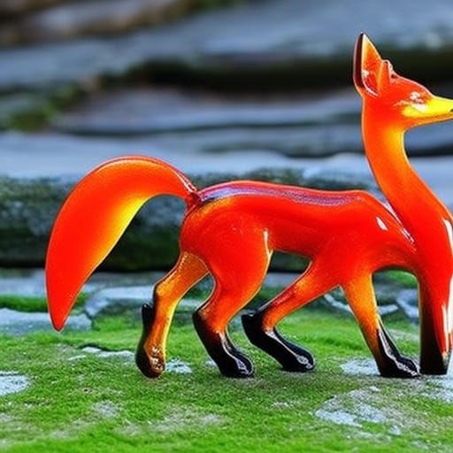 Glass-Blown Fox Sculpture Art