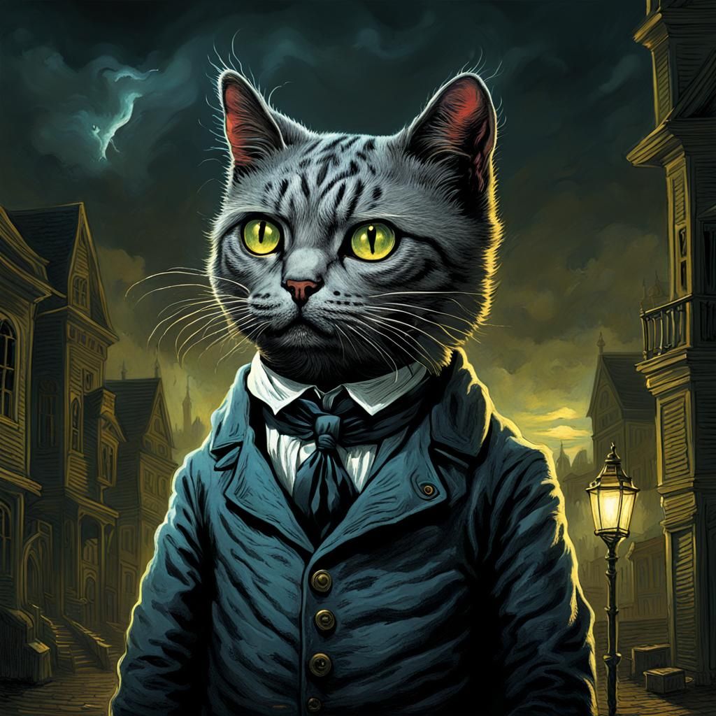 Lovecraftian Horror Cat in Doré Style