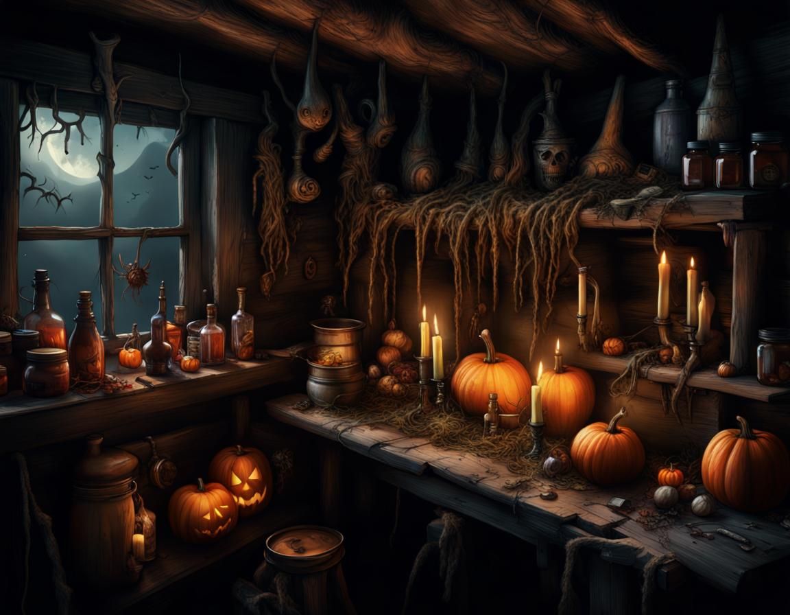 Inside a Witch's Hut: Halloween Preparations