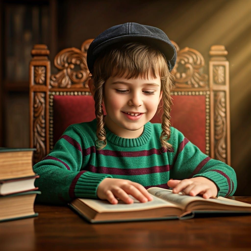 Hasidic Boy in Sunlight: Stalenhag-Style Matte Painting