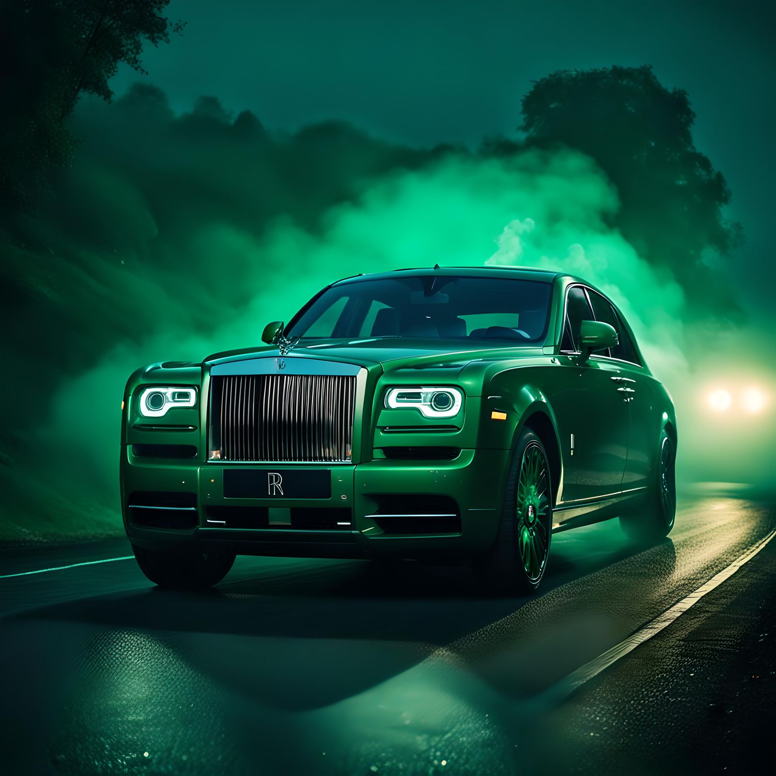 Emerald Rolls Royce Cinematic Film Still