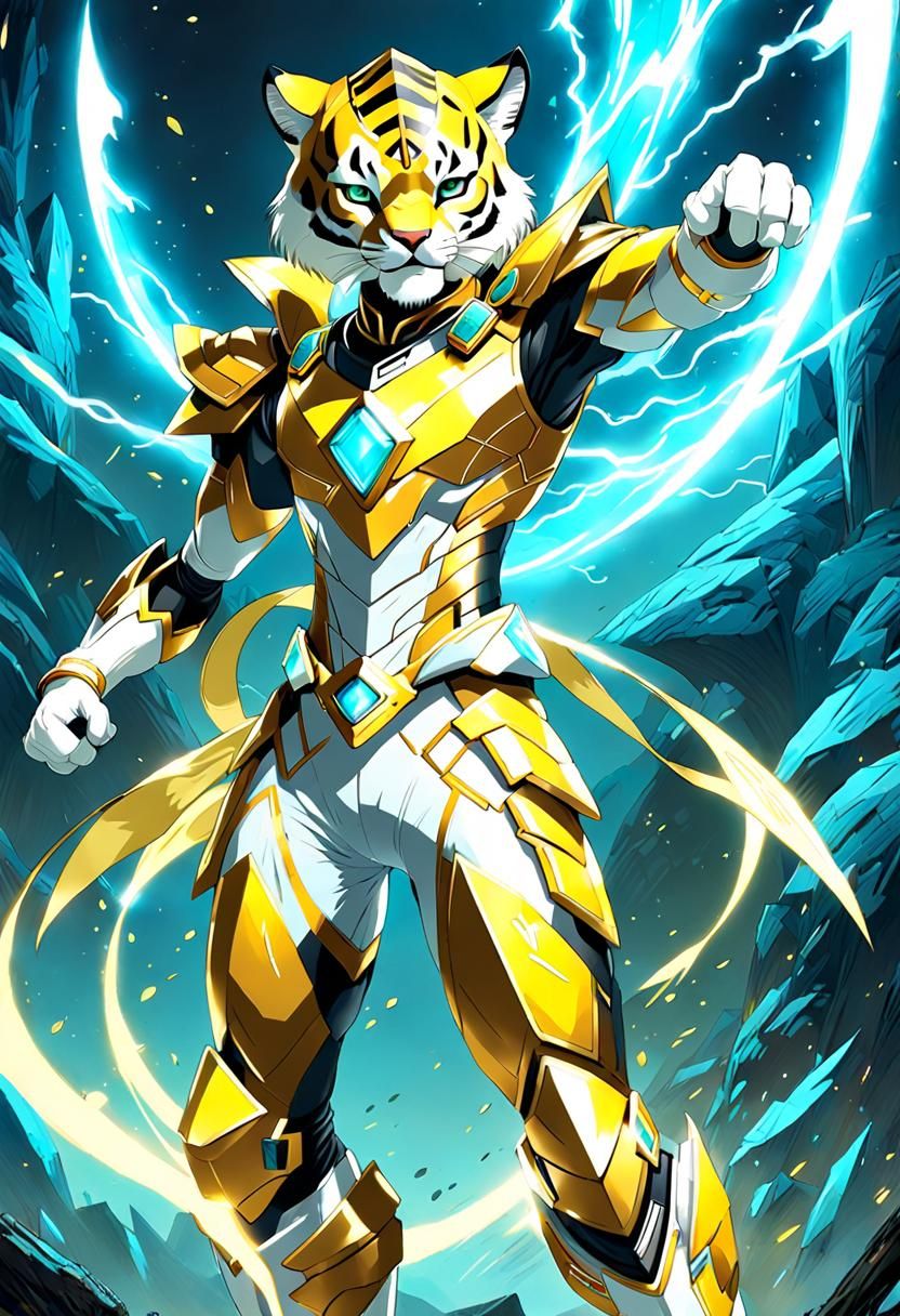 Anthro Sabertooth Tiger as Yellow Power Ranger