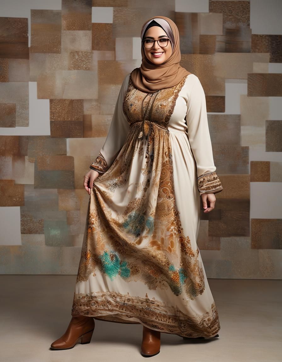 Psychedelic Portrait of a Curvy Woman in Hijab