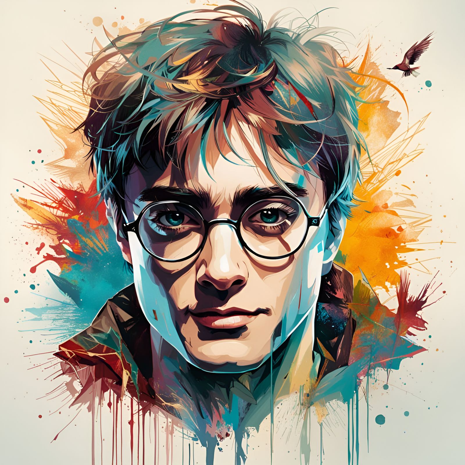 Lizard Harry Potter Portrait in Mixed Media Style