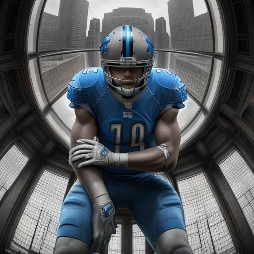Hyperrealistic Detroit Lions in Cinematic Style