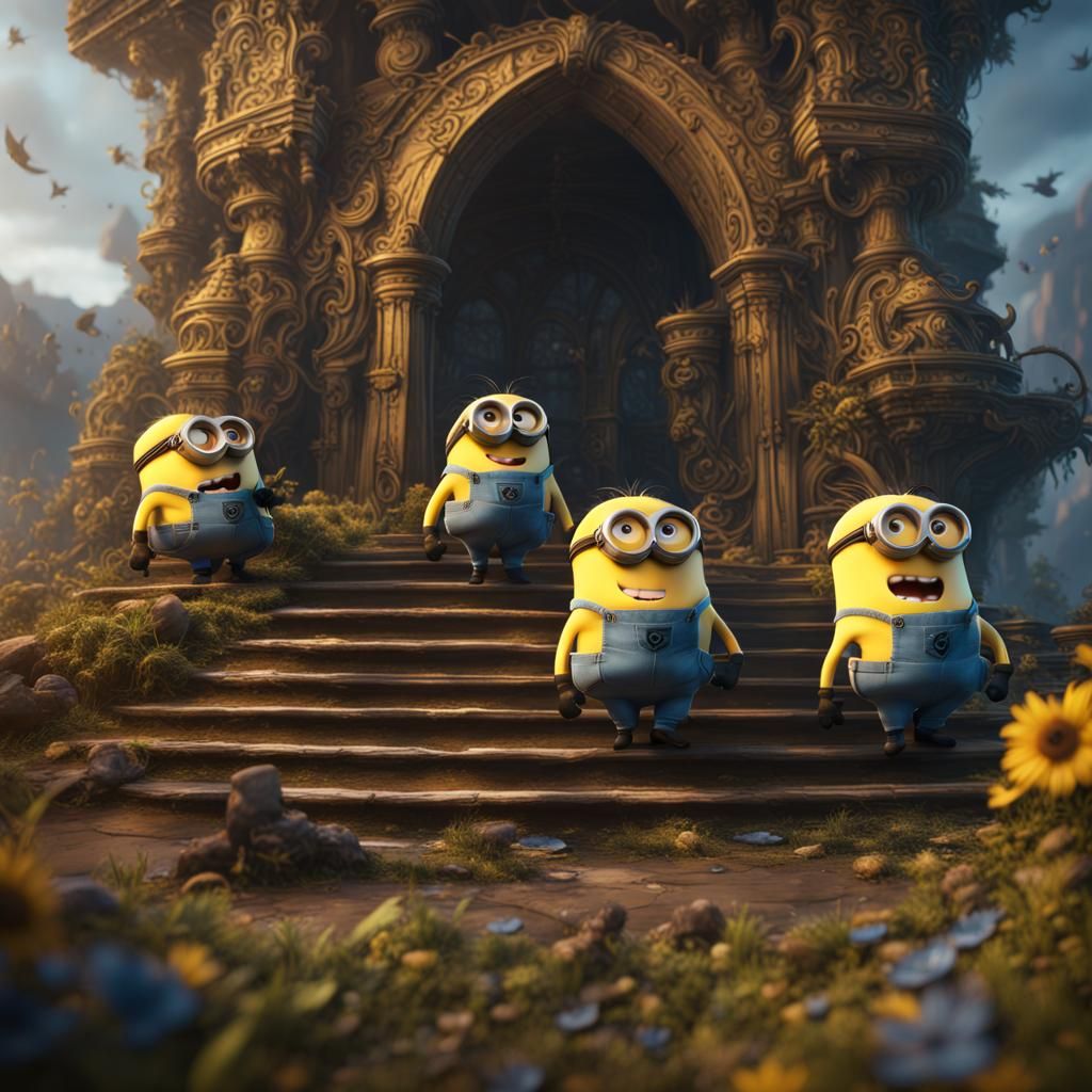 Detailed Matte Painting of Minions in Fantasy Art