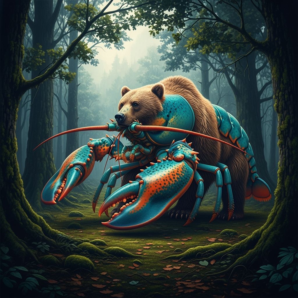 Lobster-Bear Hybrid in Detailed Matte Painting Style